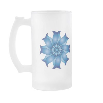 Blue abstract flower design coffee mugs by karanta