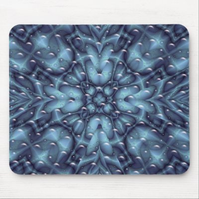 blue abstract fractal mouse mat by jbouzou