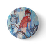 Blue Abstract Horse and Rider Watercolor Art Pin