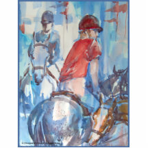 Blue Abstract Horse and Rider Watercolor Art Acrylic Cut Outs