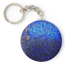Blue Abstract Lighthouse Paint Splatter Painting Key Chain