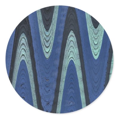 blue abstract wave round stickers by DonnaGrayson