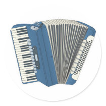 blue accordian round sticker