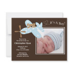 Blue Aeroplane Baby Boy Birth Annoucement Announcements