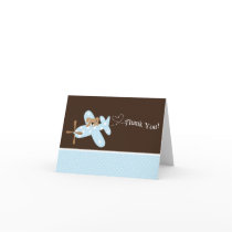 Blue Aeroplane Baby Shower Thank You Note Card