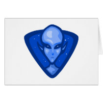 Blue Alien Logo Greeting Cards