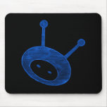 Blue Alien on Black Back Mouse Pad