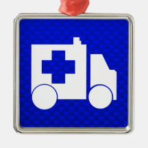 Blue Ambulance Christmas Tree Ornament