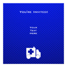 Blue Ambulance Personalised Invitations