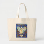 Blue &amp; Gold Cancer Angel - Large Canvas Bags