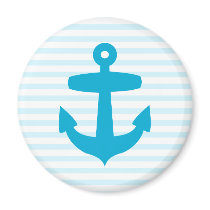 Blue Anchor with Light Blue Breton Stripes Magnets