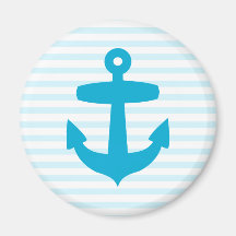Blue Anchor with Light Blue Breton Stripes Magnets