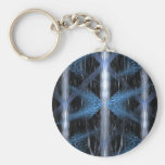 Blue and Black Abstract Design Fractal Art. Key Chain