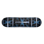 Blue and Black Abstract Design Fractal Art. Custom Skate Board