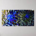 Blue and Black Chrysanthamums Print