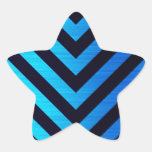 Blue and Black Downward Hazard Stripes Star Sticker