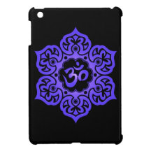 Blue and Black Floral Aum Design