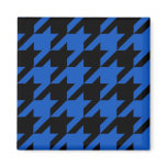 Blue and Black Houndstooth Patterned Refrigerator Magnets