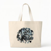 Blue and Black Ink Swirl Canvas Bags