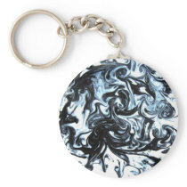 Blue and Black Ink Swirl Key Chains