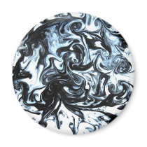 Blue and Black Ink Swirl Magnet