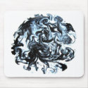 Blue and Black Ink Swirl mousepads