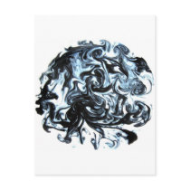 Blue and Black Ink Swirl Post Card