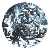 Blue and Black Ink Swirl Stickers