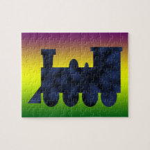 Blue and Black Mottled Train Jigsaw Puzzles