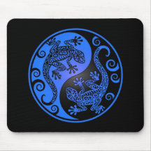 Blue and Black Yin Yang Geckos Mousepads