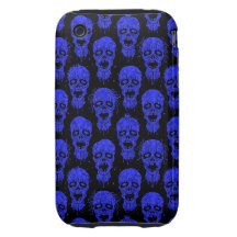 Blue and Black Zombie Apocalypse Pattern Tough iPhone 3 Cover