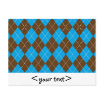Blue and Brown Argyle Pattern Postcards