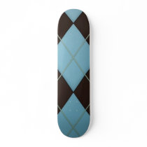 Blue And Brown Argyle Skateboard