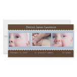 Blue and Brown baby announcement photo cards