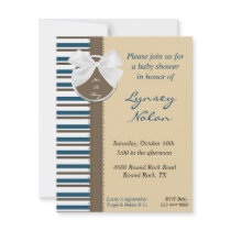 Blue and Brown Boys Baby Shower Invitation