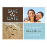 Blue and Brown Save the Date Photo Postcards