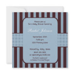 Blue and Brown Stripe Baby Shower Invitation