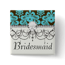 blue and brown swirl ornate damask buttons