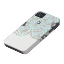 blue and brown swirl ornate damask iphone 4 covers
