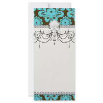 blue and brown swirl ornate damask rack cards