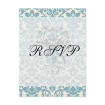 blue and cream damask flourish pattern post card