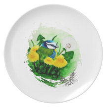 Blue and dandelion plate