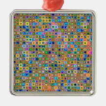 Blue And Earth Tones 'Fireflies' Tiles Pattern Ornaments