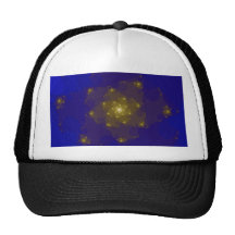 Blue and Gold Colour Fractal Design. Mesh Hat