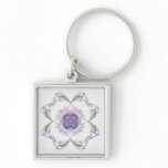 Blue and Gold Fractal Art Flower Keychain