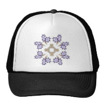 Blue and Gold Fractal Art Flower Wreath Hat