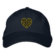 Blue and Gold Hearts Embroidered Hat
