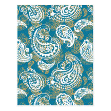 Blue and gold paisley pattern