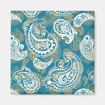 Blue and gold paisley pattern