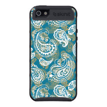 Blue and gold paisley pattern